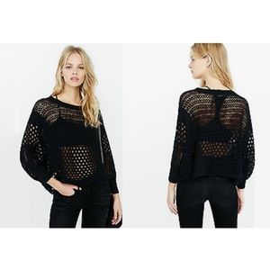 Express mixed open stitch cropped sweater